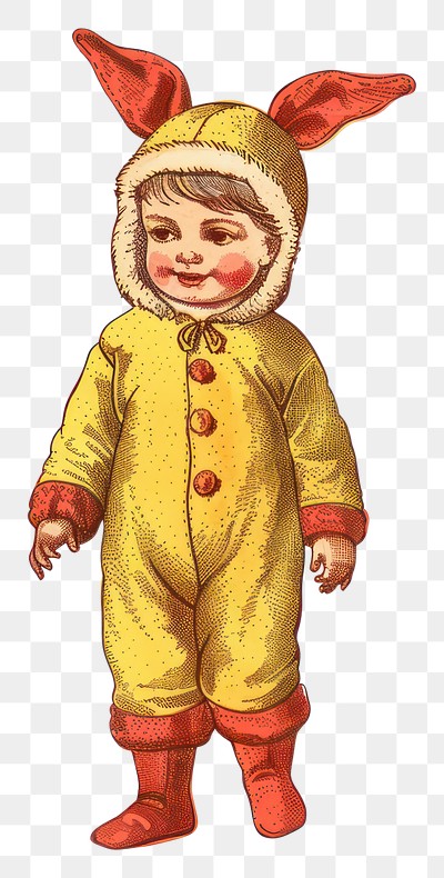 PNG Vintage child bunny costume illustration