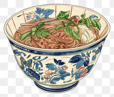 PNG Traditional Asian noodle soup illustration