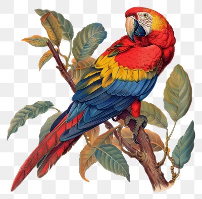 PNG Vibrant parrot on tree branch