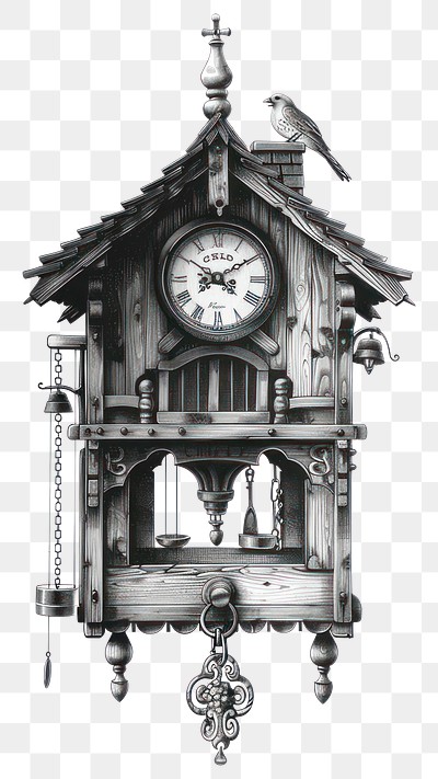 PNG Vintage cuckoo clock illustration