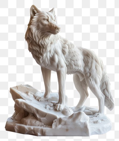 PNG  Elegant marble wolf sculpture art