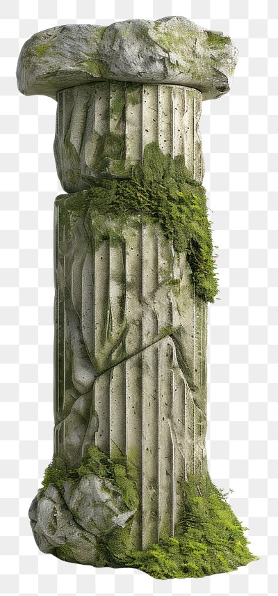 PNG Ancient moss-covered stone column