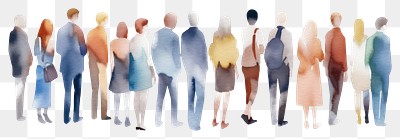 PNG  Diverse watercolor crowd illustration