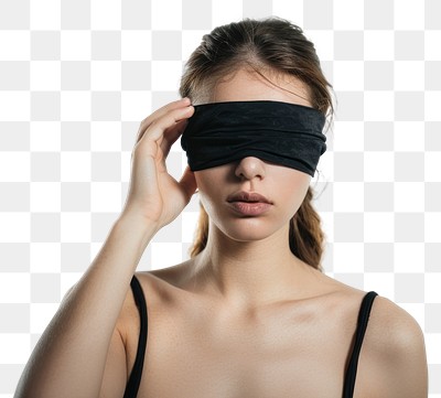 PNG Blindfolded woman in black attire