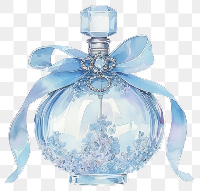 PNG  Elegant blue perfume bottle illustration