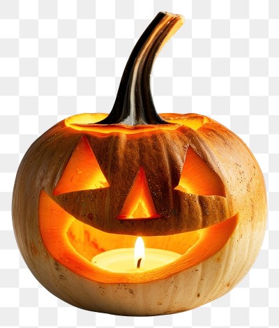 PNG Glowing carved pumpkin lantern