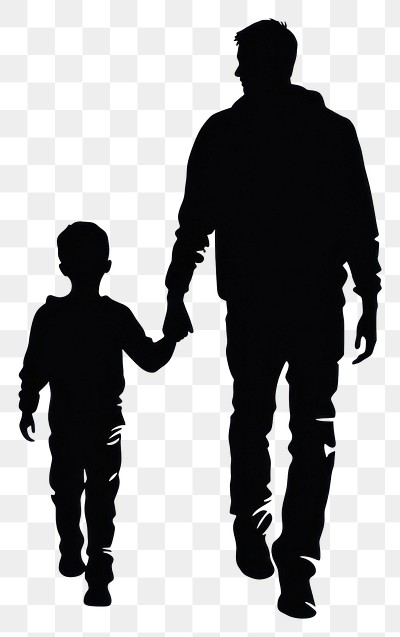 PNG Father and son silhouette hand clothing.