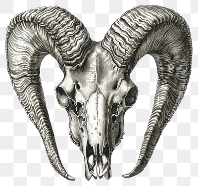 PNG Intricate ram skull illustration