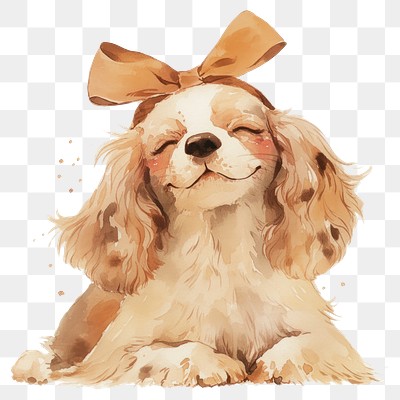 PNG  Adorable dog with bow