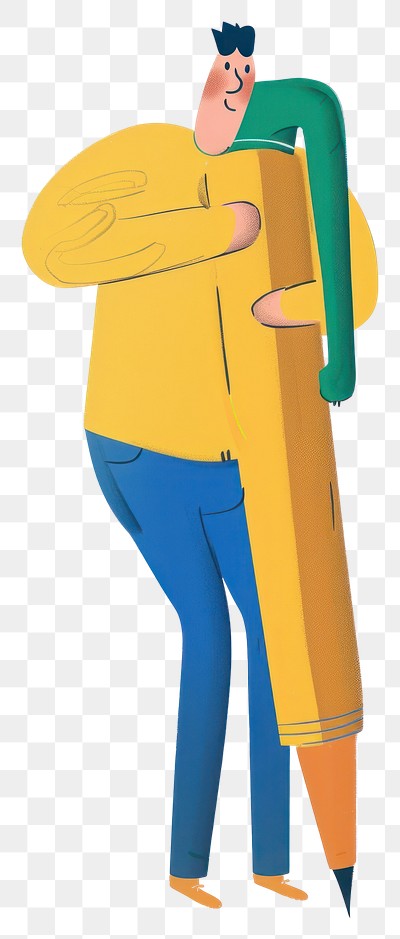 Person holding giant pencil illustration