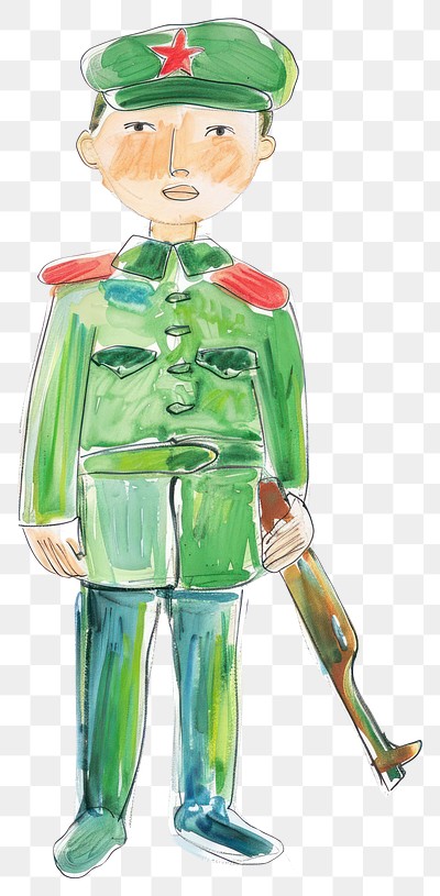 PNG Cartoon soldier in green uniform