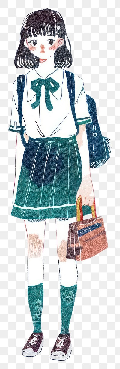 Anime schoolgirl illustration with bag