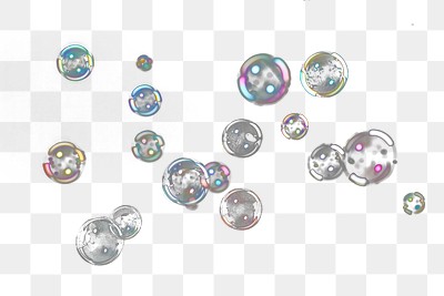 PNG photo of *realistic soap bubbles floating*, simple, minimal, isolated on black background --v 6.0 --ar 3:2