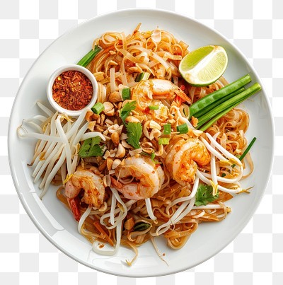 PNG Delicious shrimp pad thai dish