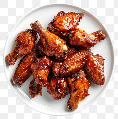 PNG Delicious glazed chicken wings plate