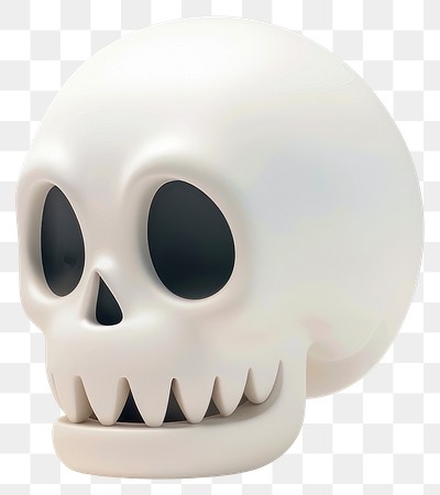 PNG Cute cartoon Skull porcelain pottery person.