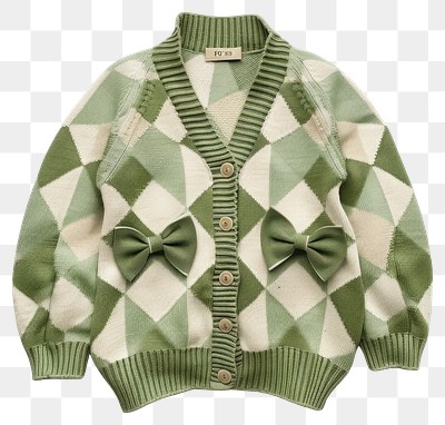 PNG Stylish green diamond-patterned cardigan