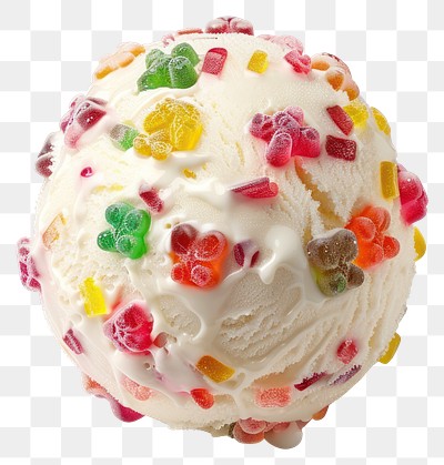 PNG Colorful candy-topped vanilla ice cream