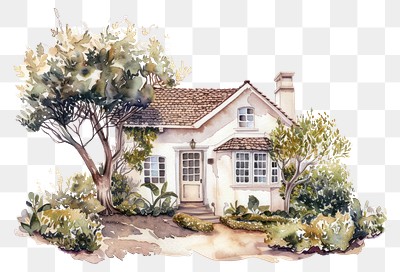 PNG Charming cottage watercolor illustration