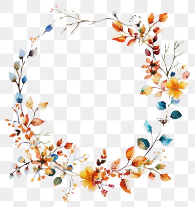 PNG Elegant autumn floral wreath illustration