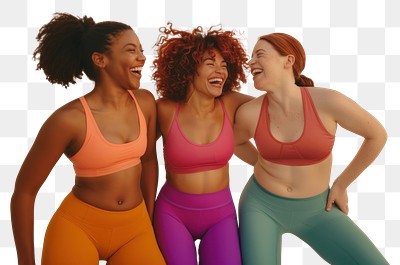 PNG Joyful women in colorful activewear