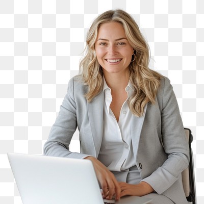 PNG Professional woman smiling laptop