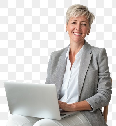 PNG Professional woman with laptop smiling