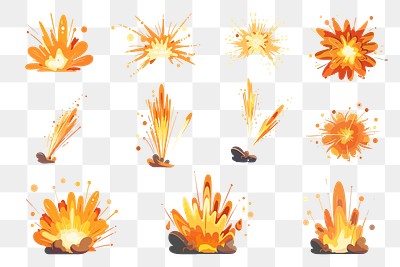 PNG explosion element set, transparent background