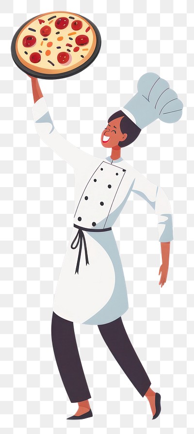 PNG  Chef holding pizza illustration