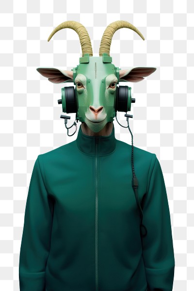 PNG Surreal goat wearing headphones