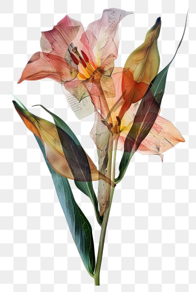 PNG  Translucent floral botanical art