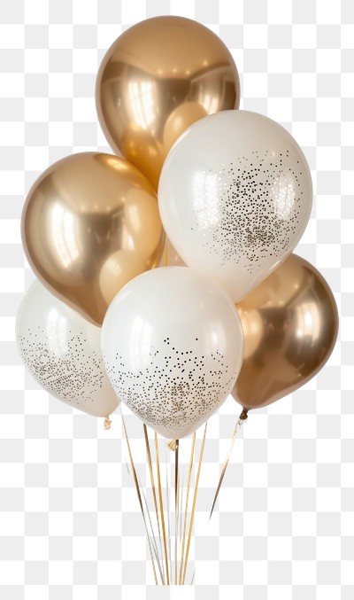 PNG  Elegant gold white balloons celebration