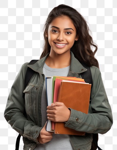 PNG Student holding books smiling