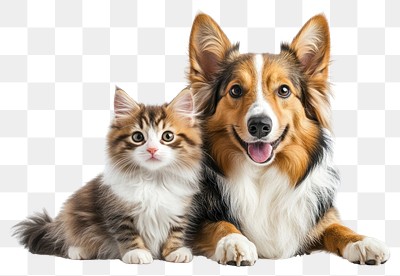 PNG Adorable kitten and dog duo