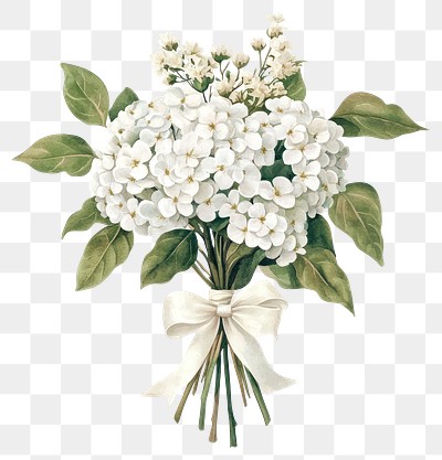 PNG Elegant white floral bouquet illustration