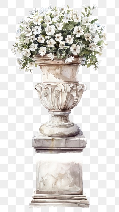 PNG Elegant floral urn illustration