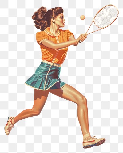 PNG Dynamic female tennis player illustration