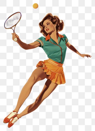 PNG Vintage tennis player illustration