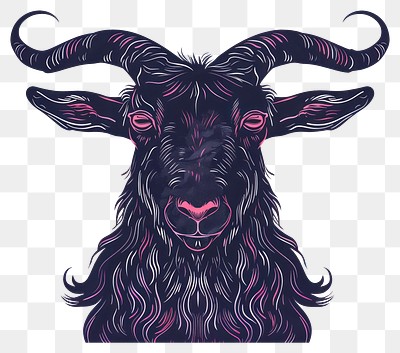 PNG Intricate goat illustration with pink accents