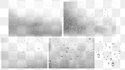 PNG rain drop effect element set, transparent background