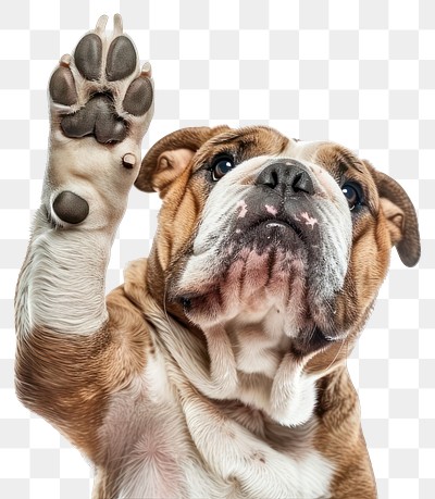 PNG Bulldog paw up mammal animal pet.