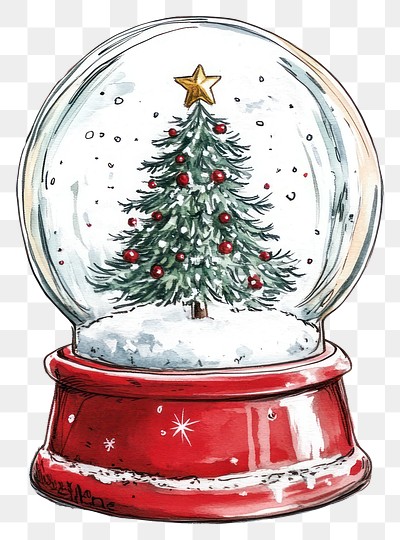 PNG Christmas tree globe snow red.