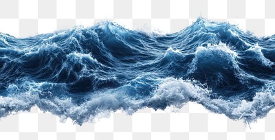 PNG Dynamic ocean waves crashing powerfully