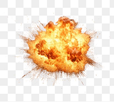 PNG Fiery explosion with glowing sparks