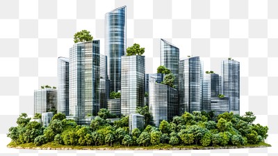 PNG Realistic modern cityscape architecture buildings skyscraper.