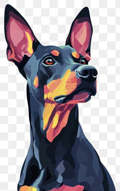 PNG Colorful Doberman dog portrait