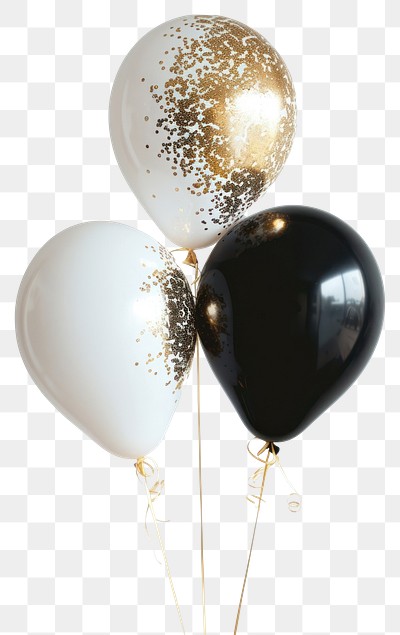 PNG Elegant black white gold balloons