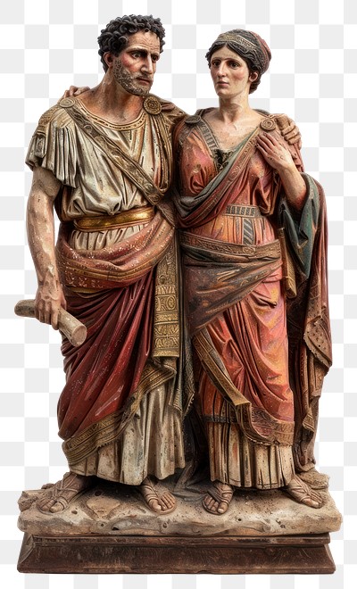 PNG  Ancient Roman statue couple