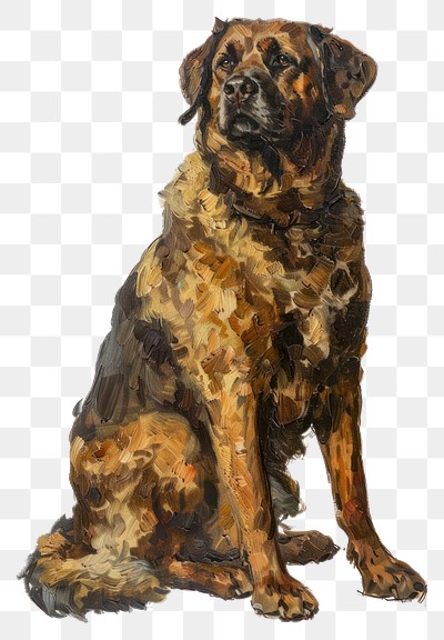 PNG  Realistic painting of a dog