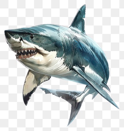 PNG  Fierce shark ocean predator illustration